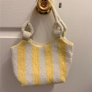 Yellow and White Striped Women's Bag